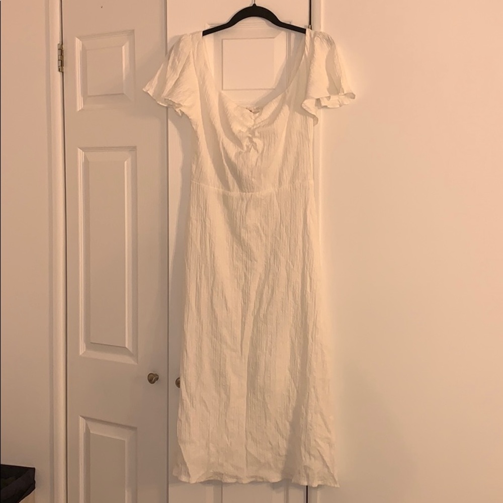 Never worn. White Femme Midi Dress.